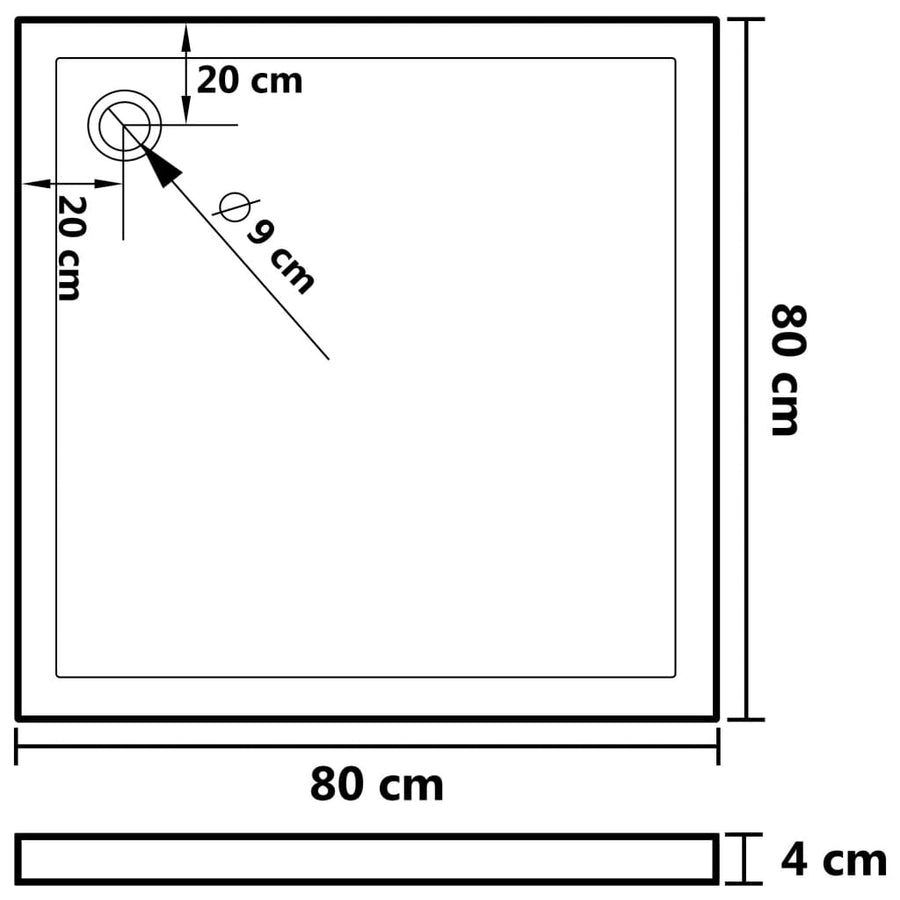 Douchebak Vierkant Abs 80 x 80 cm Zwart
