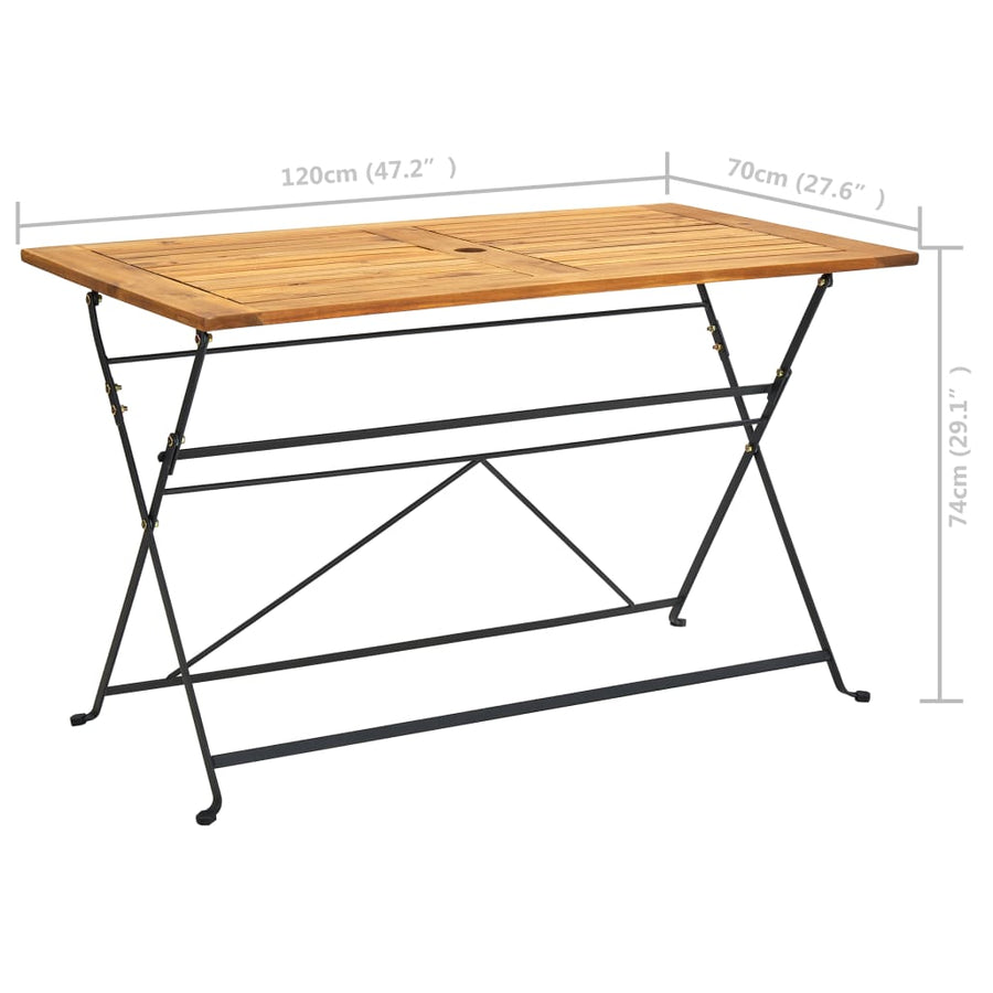 -Delige Tuinset Inklapbaar Massief Acaciahout 7 120 cm tafellengte
