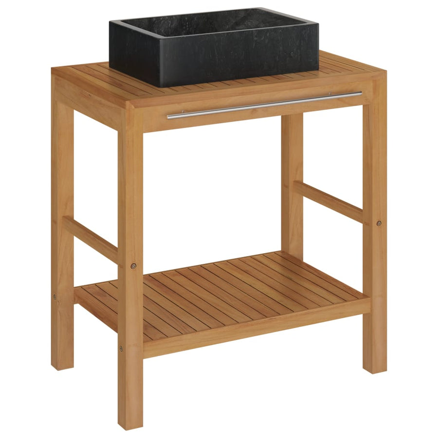 Wastafelkast Met Marmeren Wastafel Massief Teakhout 74 x 45 x 75 cm