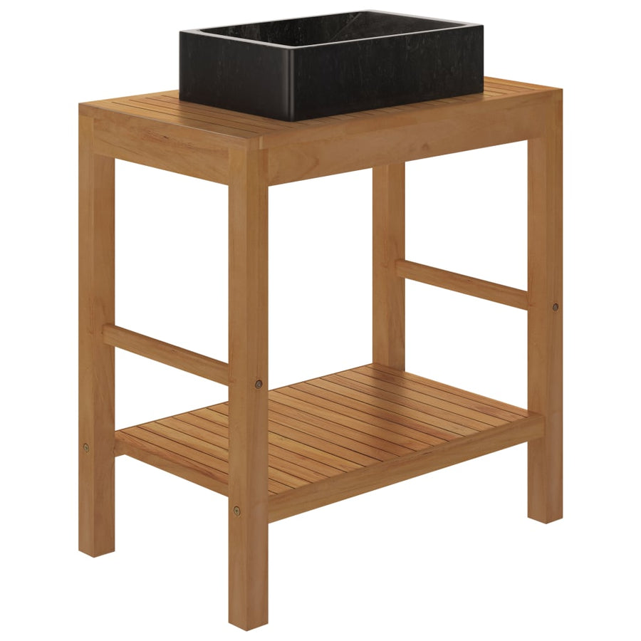 Wastafelkast Met Marmeren Wastafel Massief Teakhout 74 x 45 x 75 cm