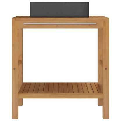 Wastafelkast Met Marmeren Wastafel Massief Teakhout 74 x 45 x 75 cm
