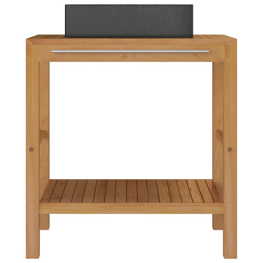 Wastafelkast Met Marmeren Wastafel Massief Teakhout 74 x 45 x 75 cm