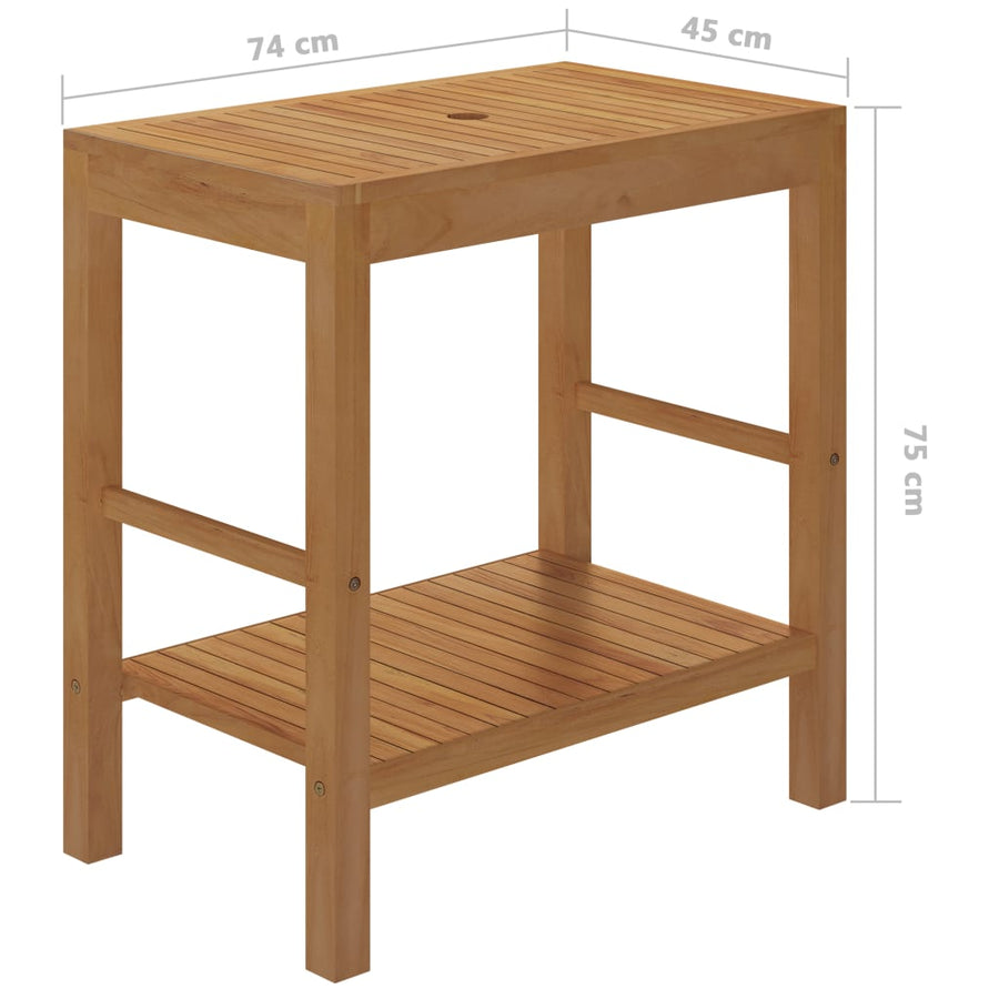 Wastafelkast Met Marmeren Wastafel Massief Teakhout 74 x 45 x 75 cm