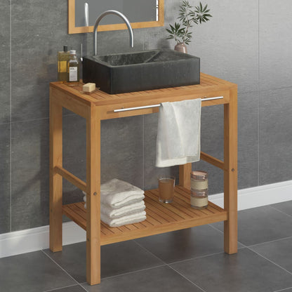 Wastafelkast Met Marmeren Wastafel Massief Teakhout 74 x 45 x 75 cm