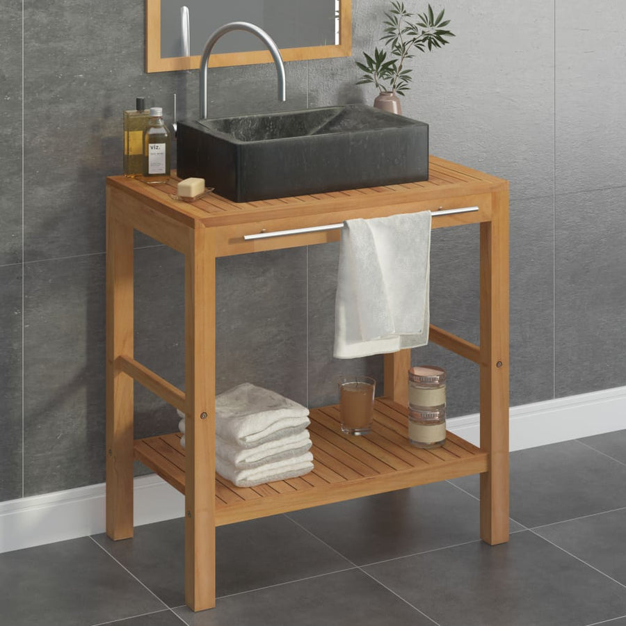 Wastafelkast Met Marmeren Wastafel Massief Teakhout 74 x 45 x 75 cm