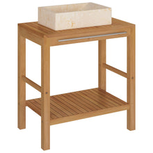 Wastafelkast Met Marmeren Wastafel Massief Teakhout Kleur 74 x 45 x 75 cm