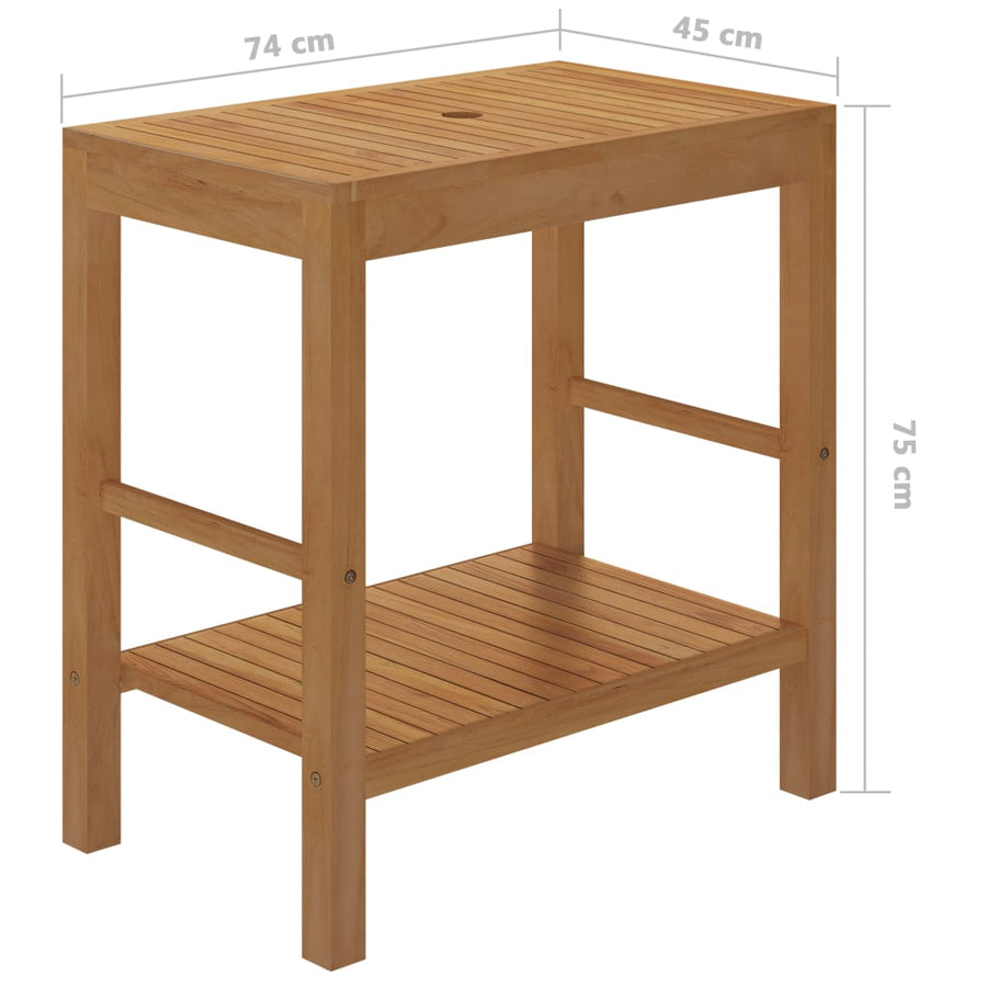 Wastafelkast Met Marmeren Wastafel Massief Teakhout Kleur 74 x 45 x 75 cm