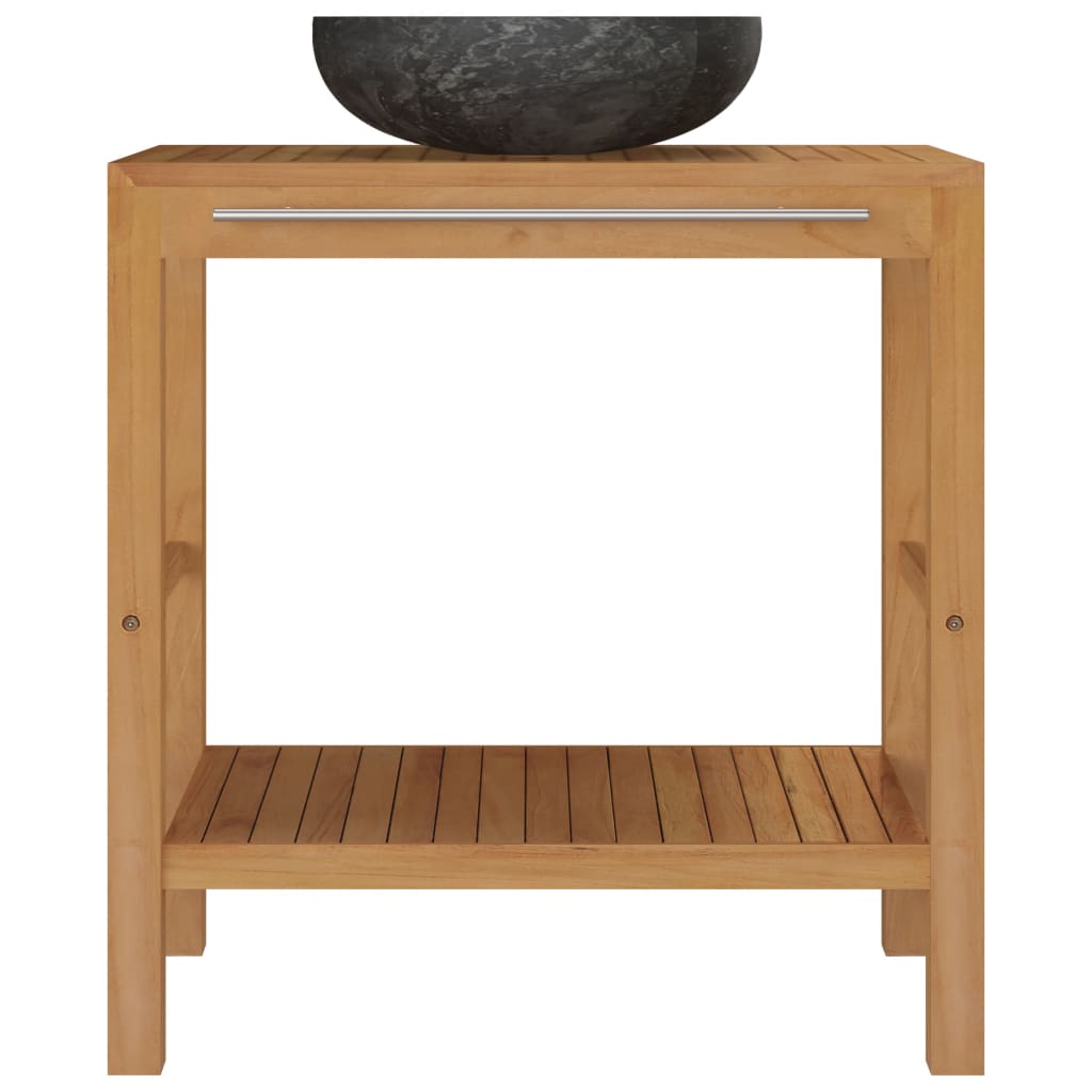 Wastafelkast Met Marmeren Wastafel Massief Teakhout 74 x 45 x 75 cm