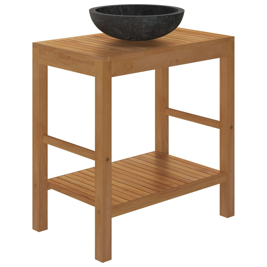 Wastafelkast Met Marmeren Wastafel Massief Teakhout 74 x 45 x 75 cm