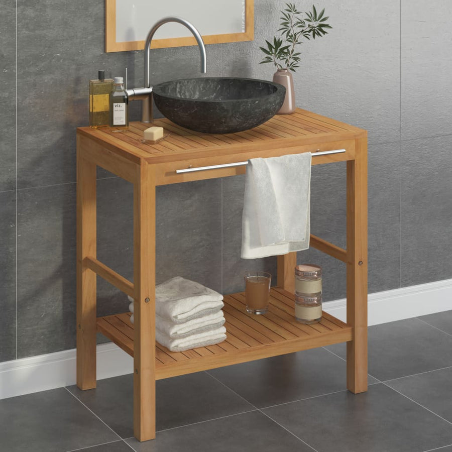 Wastafelkast Met Marmeren Wastafel Massief Teakhout 74 x 45 x 75 cm