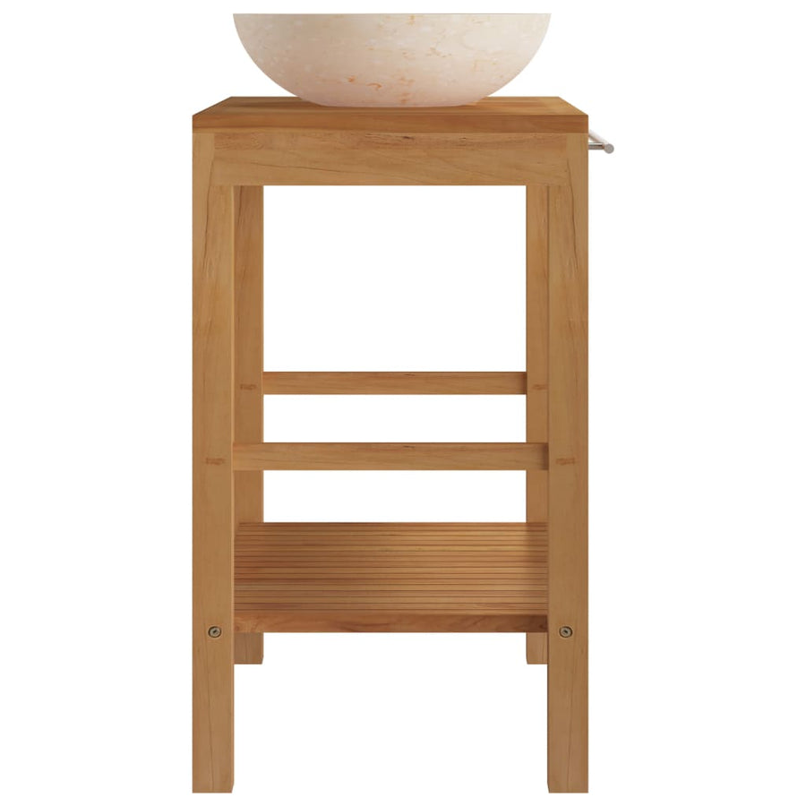 Wastafelkast Met Marmeren Wastafel Massief Teakhout Kleur 74 x 45 x 75 cm