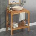 Wastafelkast Met Marmeren Wastafel Massief Teakhout Kleur 74 x 45 x 75 cm