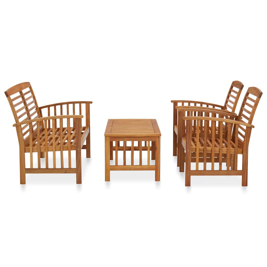 4-Delige Loungeset Massief Acaciahout Bruin Bank + 2x Fauteuil + Tafel
