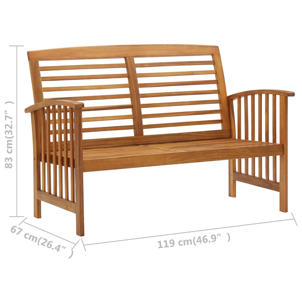 4-Delige Loungeset Massief Acaciahout Bruin Bank + 2x Fauteuil + Tafel