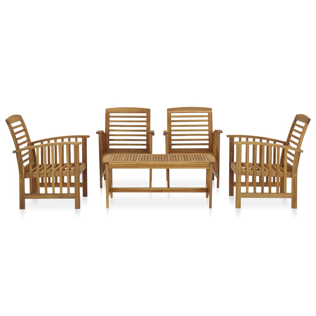 5-Delige Loungeset Massief Acaciahout Bruin 4x Fauteuil + Tafel