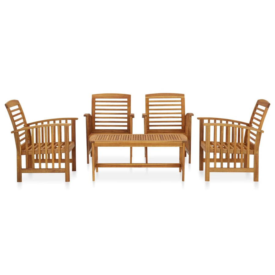 5-Delige Loungeset Massief Acaciahout Bruin 4x Fauteuil + Tafel