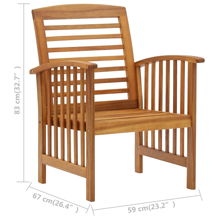 5-Delige Loungeset Massief Acaciahout Bruin 4x Fauteuil + Tafel