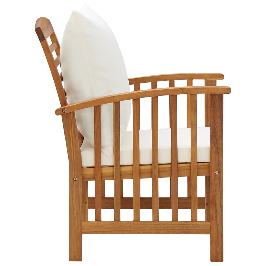 5-Delige Loungeset Met Kussens Massief Acaciahout Wit 4x Fauteuil + Tafel