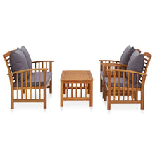4-Delige Loungeset Met Kussens Massief Acaciahout Grijs Bank + 2x Fauteuil + Tafel