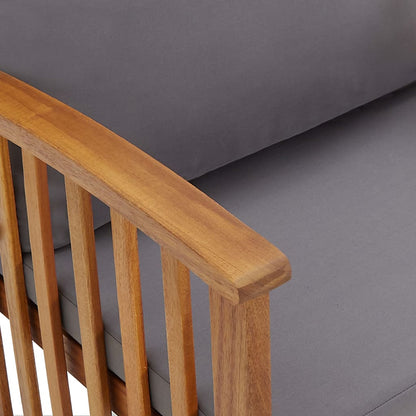 3-Delige Loungeset Met Kussens Massief Acaciahout Grijs 2x Bank + Tafel