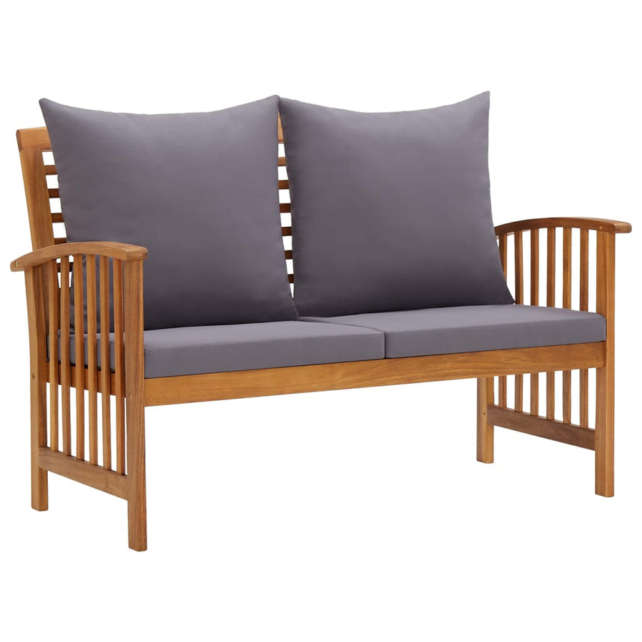 5-Delige Loungeset Met Kussens Massief Acaciahout Grijs 2x Bank + 2x Fauteuil + Tafel