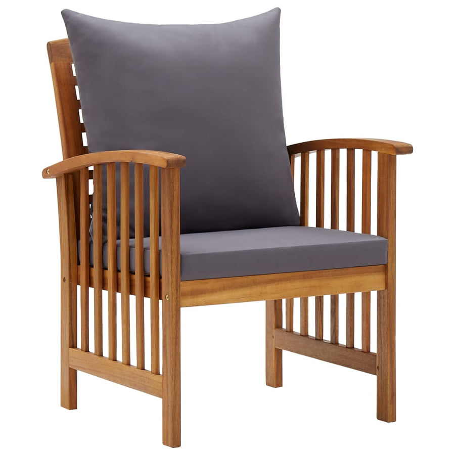 5-Delige Loungeset Met Kussens Massief Acaciahout Grijs 2x Bank + 2x Fauteuil + Tafel
