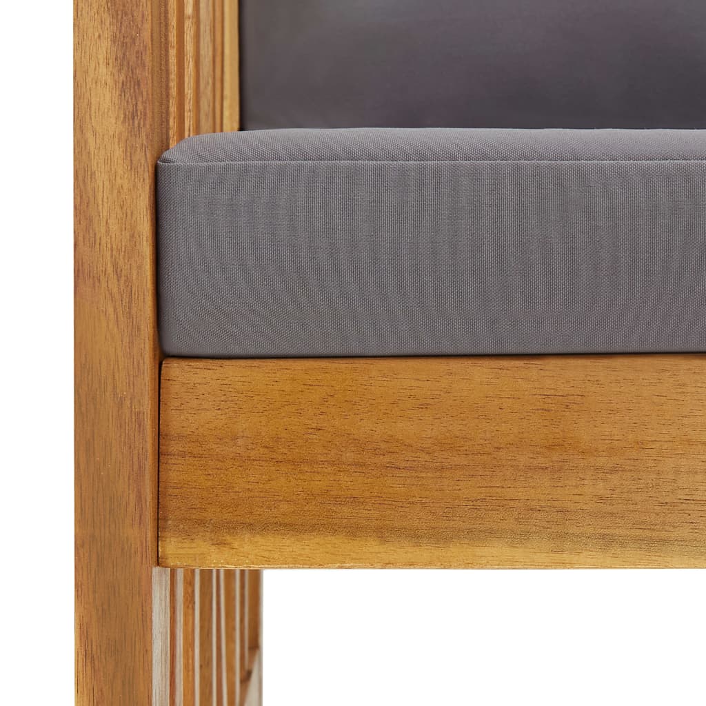 5-Delige Loungeset Met Kussens Massief Acaciahout Grijs 4x Fauteuil + Tafel