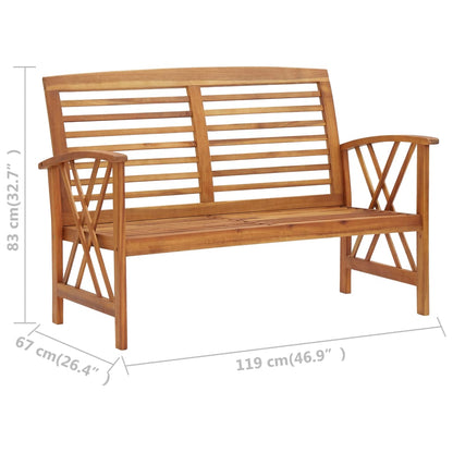 4-Delige Loungeset Massief Acaciahout Bruin Bank + 2x Fauteuil + Tafel