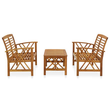 3-Delige Loungeset Massief Acaciahout Bruin 2x Bank + Tafel