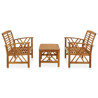 3-Delige Loungeset Massief Acaciahout Bruin 2x Bank + Tafel
