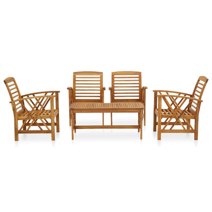 5-Delige Loungeset Massief Acaciahout Bruin 4x Fauteuil + Tafel