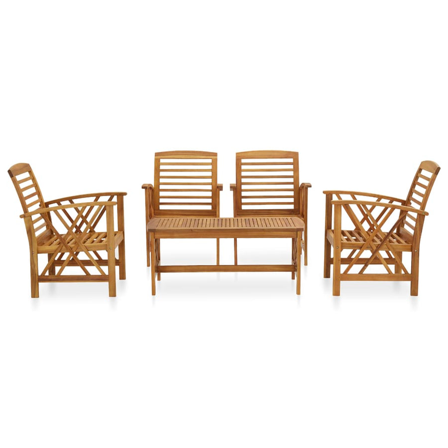 5-Delige Loungeset Massief Acaciahout Bruin 4x Fauteuil + Tafel