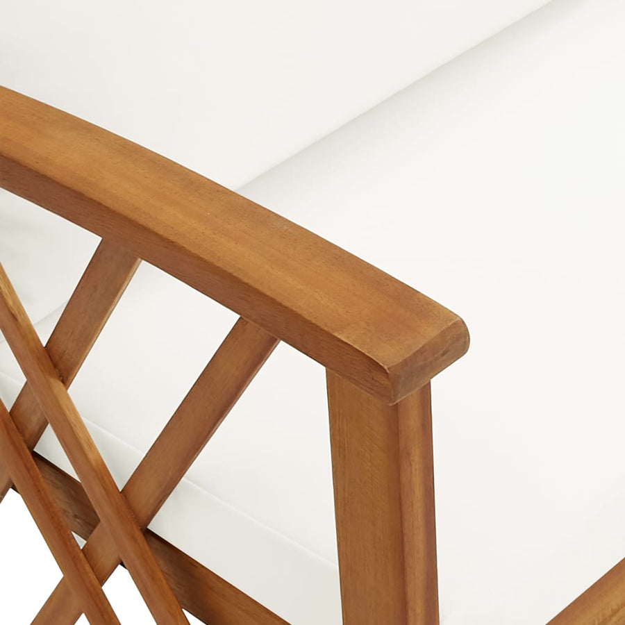 3-Delige Loungeset Met Kussens Massief Acaciahout Wit 2x Bank + Tafel