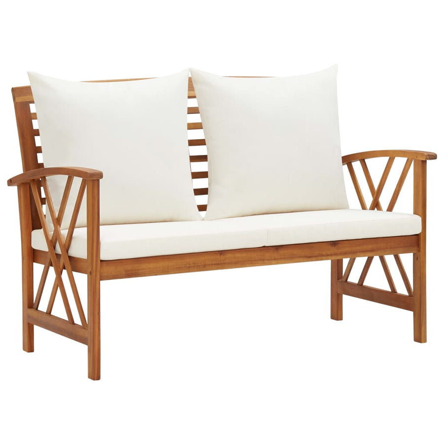 5-Delige Loungeset Met Kussens Massief Acaciahout Wit 2x Bank + 2x Fauteuil + Tafel