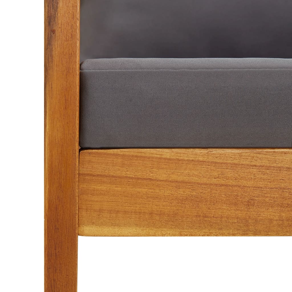 4-Delige Loungeset Met Kussens Massief Acaciahout Grijs Bank + 2x Fauteuil + Tafel