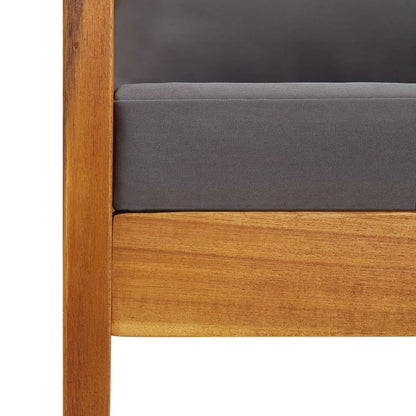4-Delige Loungeset Met Kussens Massief Acaciahout Grijs Bank + 2x Fauteuil + Tafel
