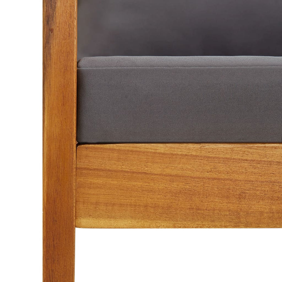 4-Delige Loungeset Met Kussens Massief Acaciahout Grijs Bank + 2x Fauteuil + Tafel