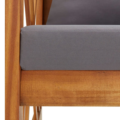 5-Delige Loungeset Met Kussens Massief Acaciahout Grijs 2x Bank + 2x Fauteuil + Tafel