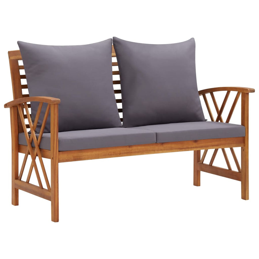 5-Delige Loungeset Met Kussens Massief Acaciahout Grijs 2x Bank + 2x Fauteuil + Tafel