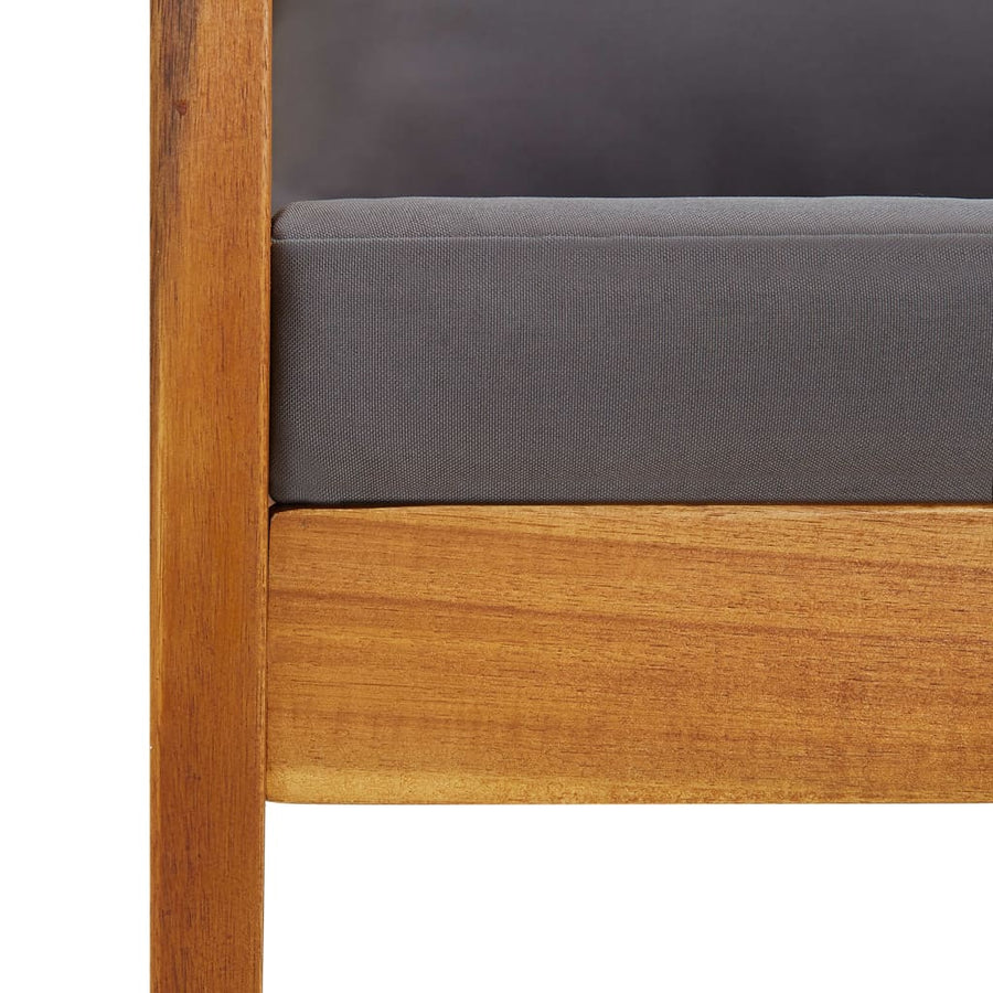 5-Delige Loungeset Met Kussens Massief Acaciahout Grijs 4x Fauteuil + Tafel