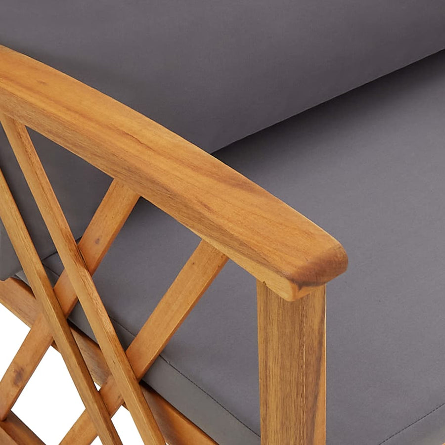 5-Delige Loungeset Met Kussens Massief Acaciahout Grijs 4x Fauteuil + Tafel