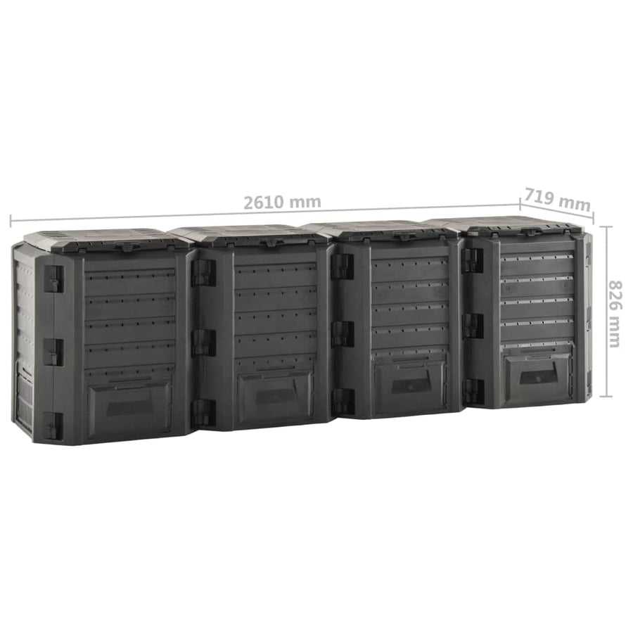 Compostbak 1600 L zwart 1600 l