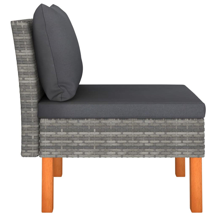 Poly Rattan En Massief Eucalyptushout Grijs Middenbank
