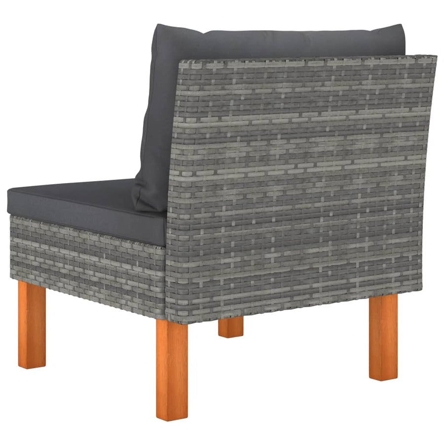 Poly Rattan En Massief Eucalyptushout Grijs Middenbank