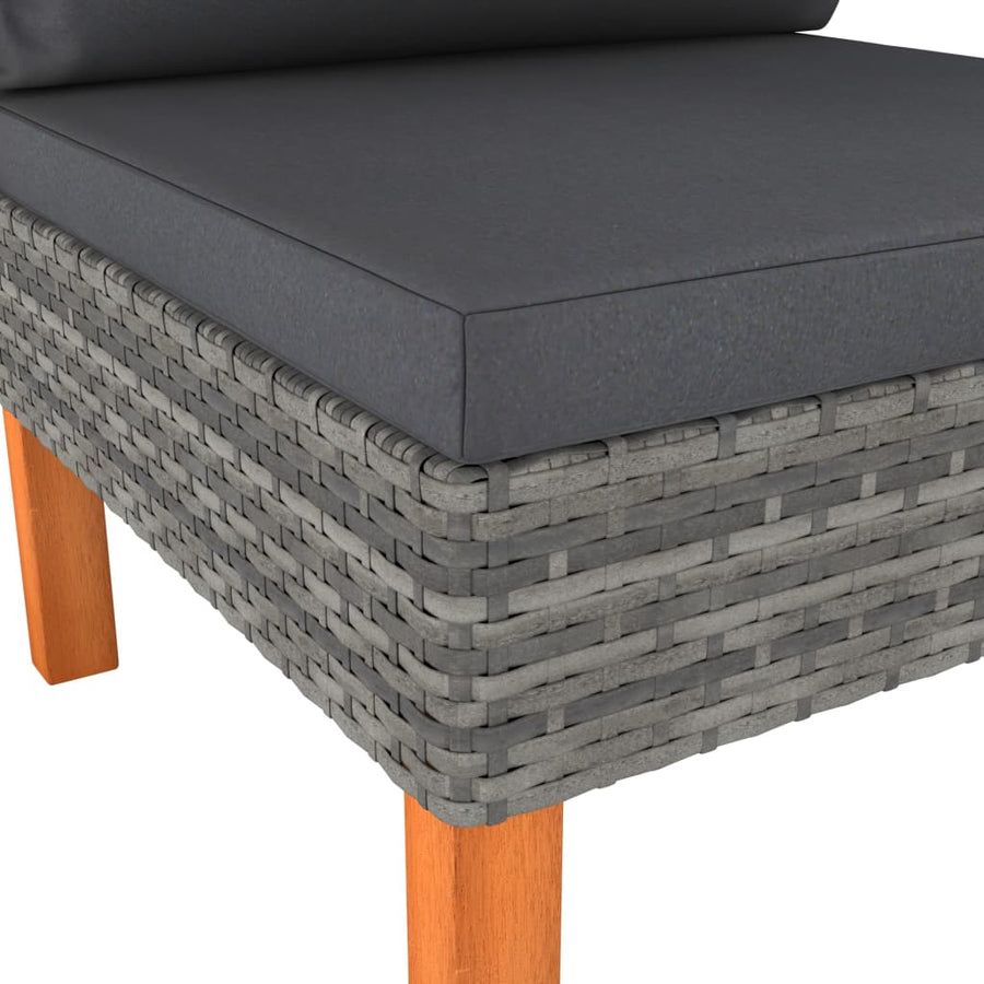 Poly Rattan En Massief Eucalyptushout Grijs Middenbank