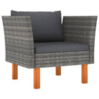 Garden bench poly rattan and solid eucalyptus wood
