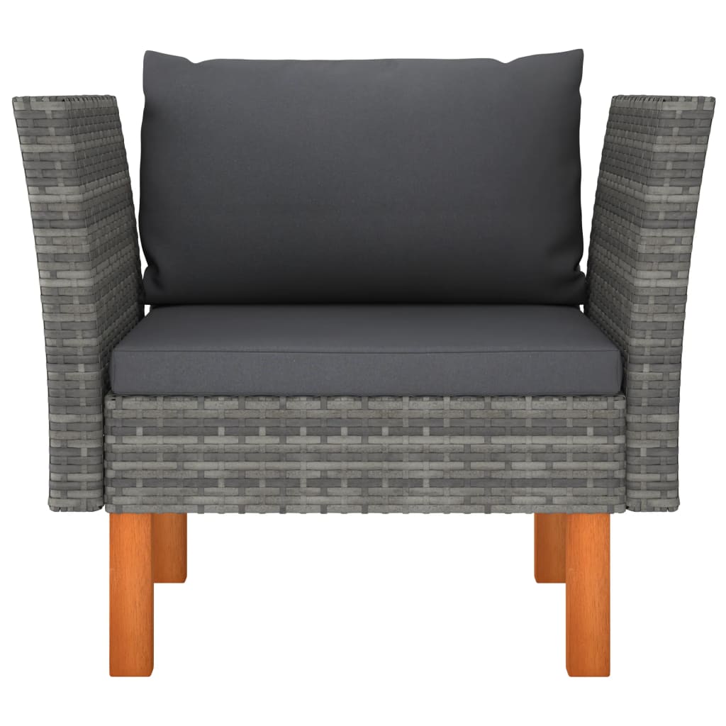 Tuinbank Poly Rattan En Massief Eucalyptushout Grijs Fauteuil