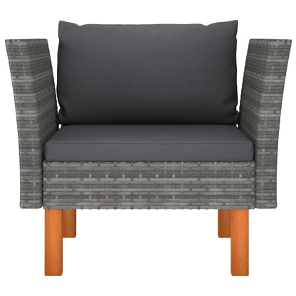 Tuinbank Poly Rattan En Massief Eucalyptushout Grijs Fauteuil