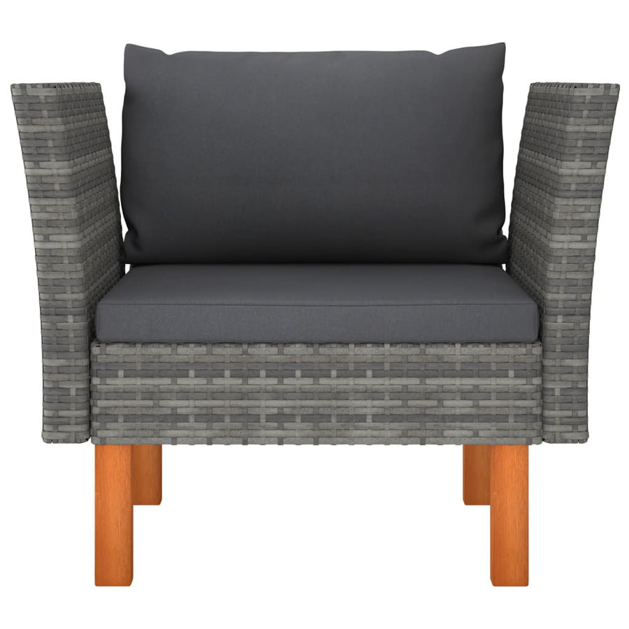 Tuinbank Poly Rattan En Massief Eucalyptushout Grijs Fauteuil