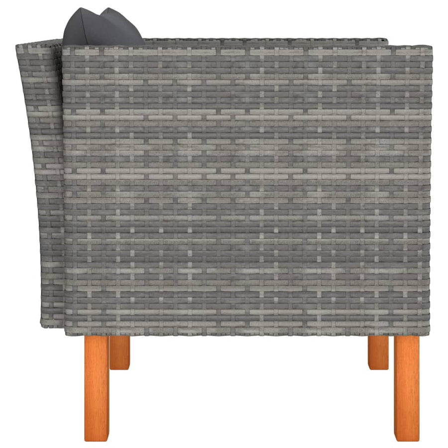 Tuinbank Poly Rattan En Massief Eucalyptushout Grijs Fauteuil
